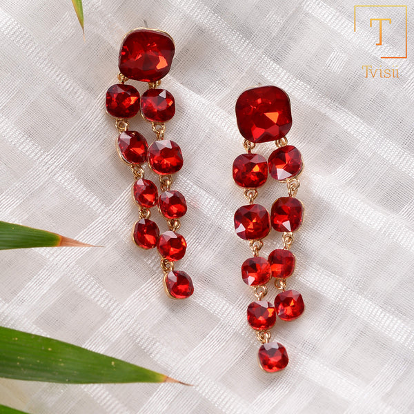 Hanging Red Crystal Earrings