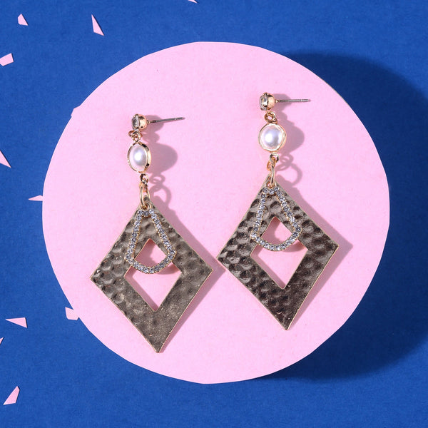 Lozenge Shaped Hammered Earrings