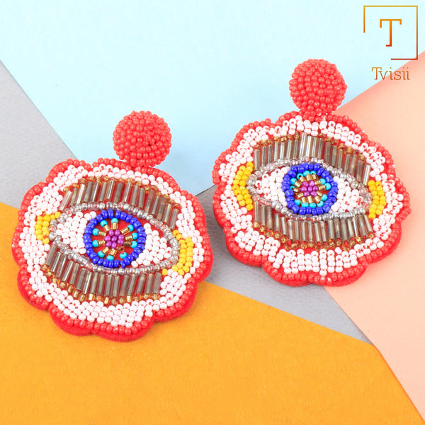 Beaded Eye Earrings