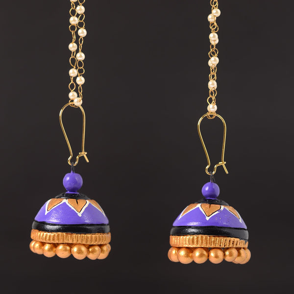 Prithra- Handcrafted Clay Jhumki Earrings