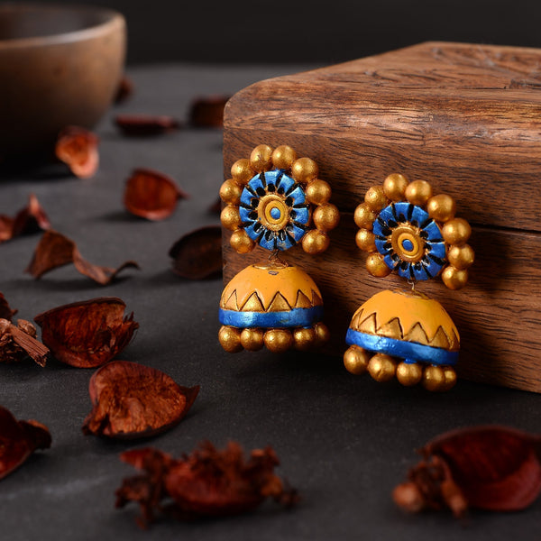 Chhaya- Handcrafted Clay Jhumki Earrings