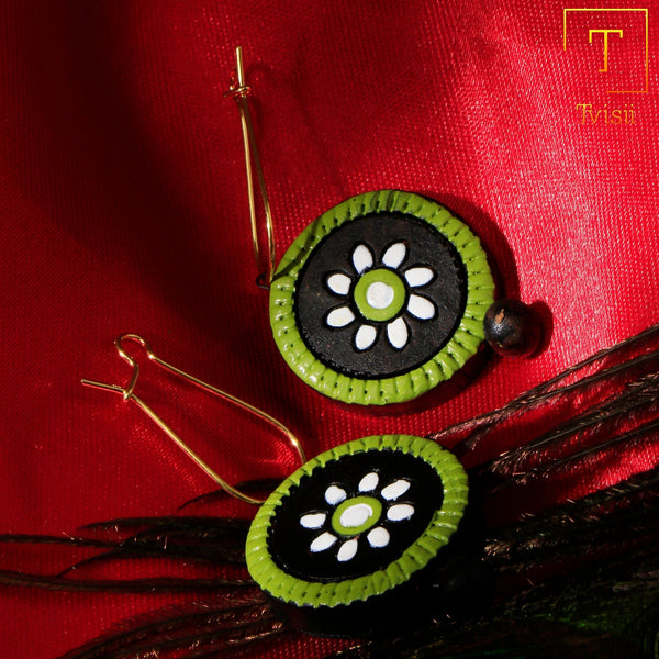 Mandana- Handcrafted Clay Dangler Earrings