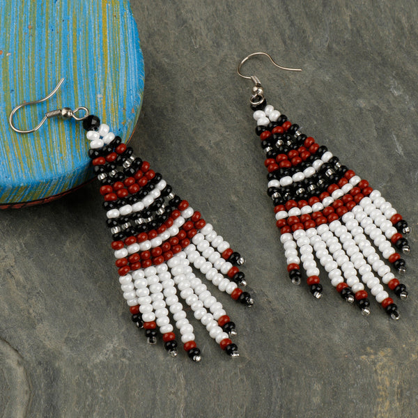 Red ,Black beady  Earrings