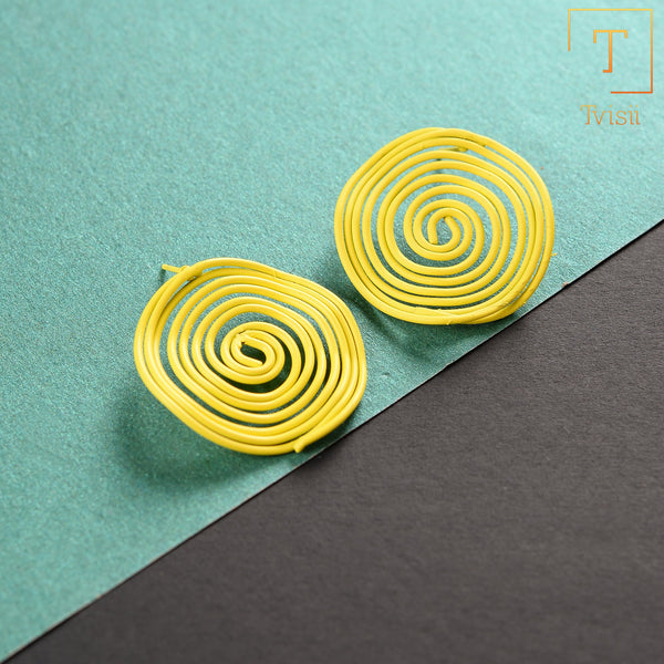 Yellow spiral Earrings