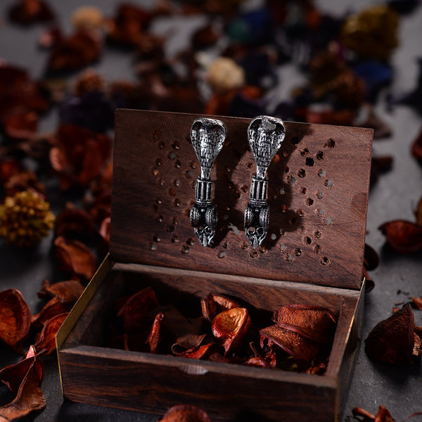 Oxidised Earrings with snake motif