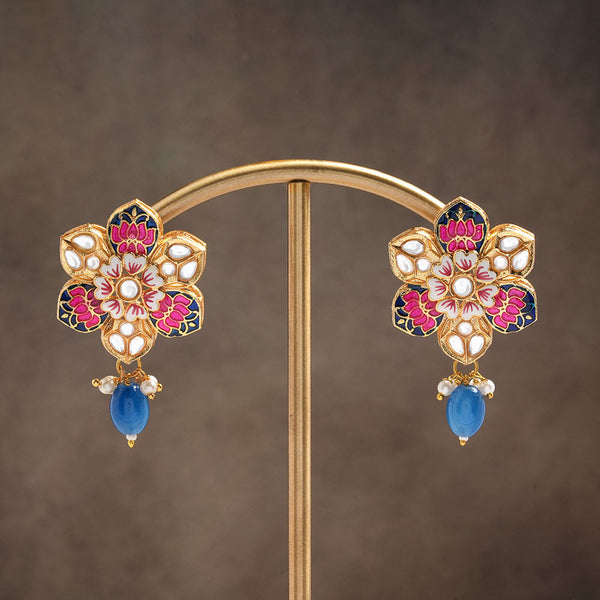 Elvisha- Hanging Bead Stud Earrings(Blue)