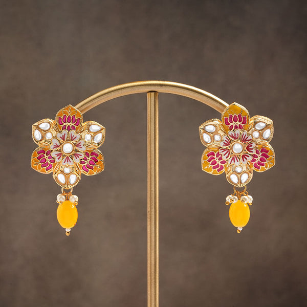 Elvisha- Hanging Bead Stud Earrings(yellow)