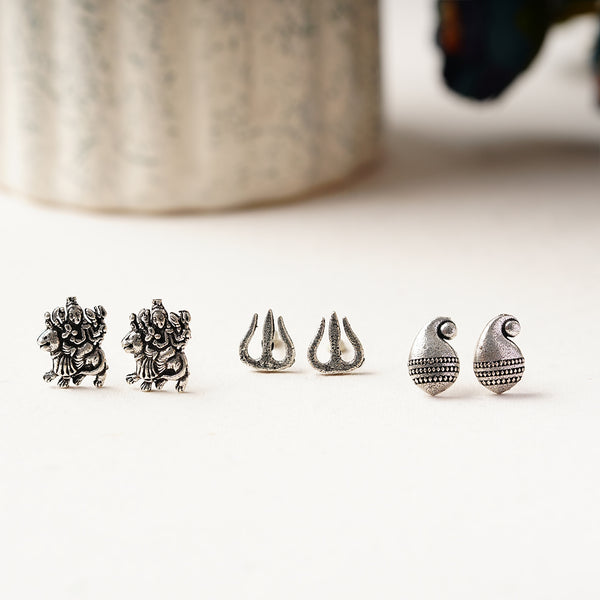 Combo of 3 Oxidised Silver Studs