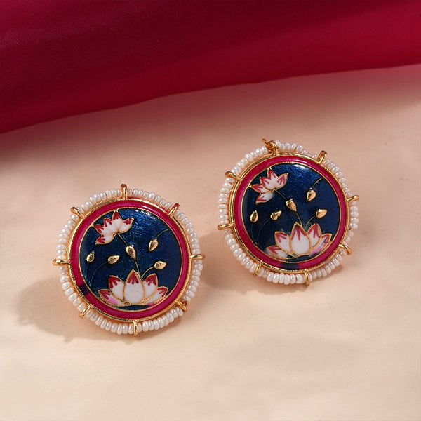 Liorna- Pearl framed stud earrings (Blue)