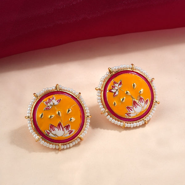 Liorna- Pearl framed stud earrings (Yellow)