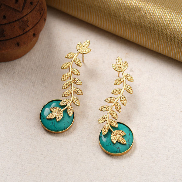 Ashvi- Stone Studded Dangler Earrings(Sky Blue)