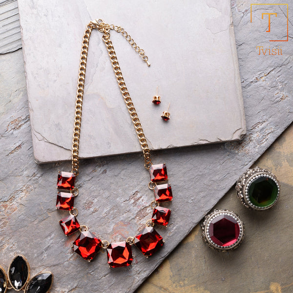 Fancy Red Crystal Necklace