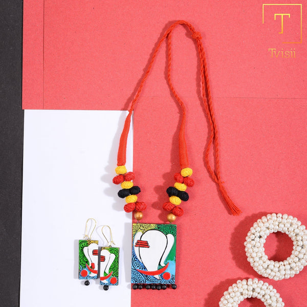 Mrittika- Handcrafted clay Ganesha Necklace Set
