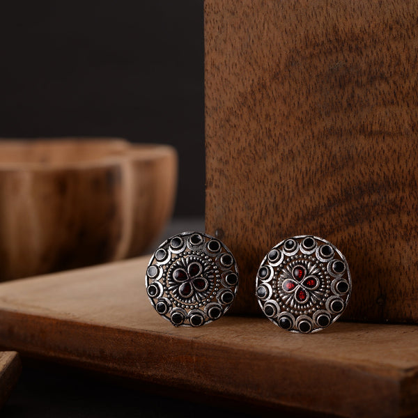 Red Stone Studded Studs