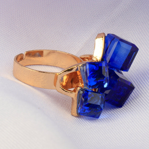 Blue crystal adjustable Ring