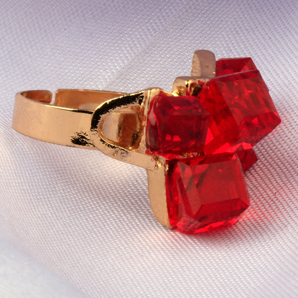 Red crystal adjustable Ring