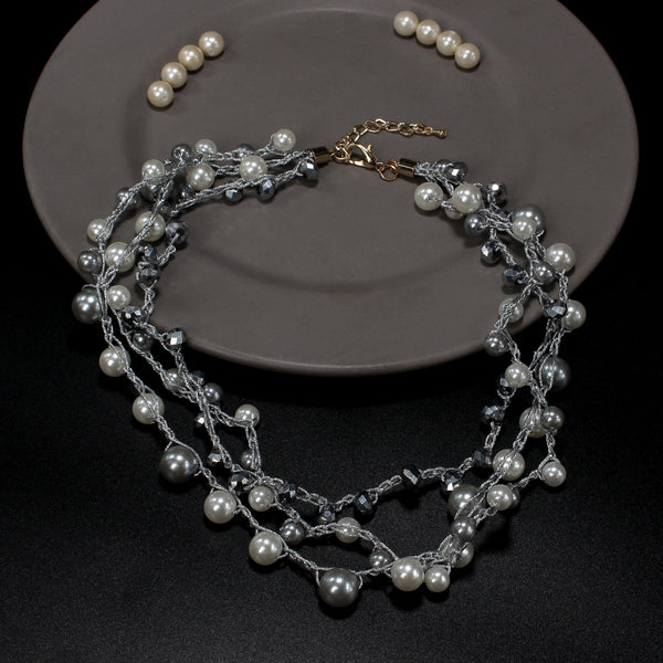 Multiple layer pearl necklace