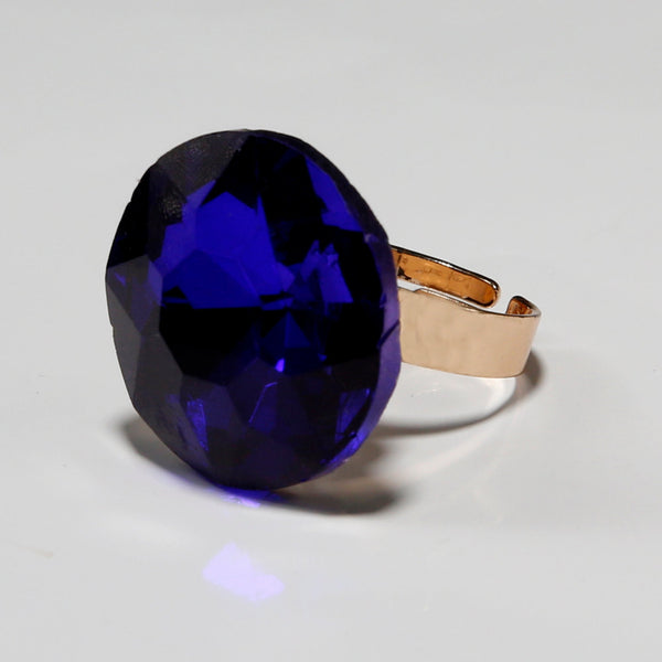 Blue crystal adjustable Ring