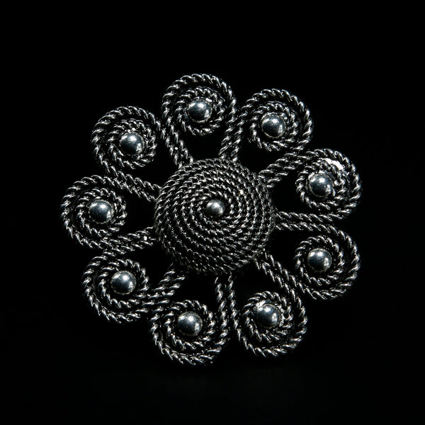 Oxidised flower shaped adjustable Ring