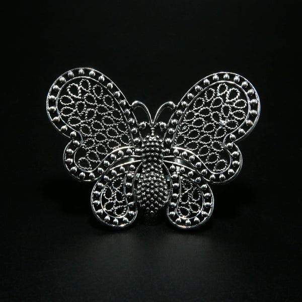 Oxidised Butterfly adjustable Ring