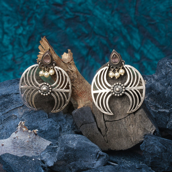 Silvertoned Handcrated Brass Earring