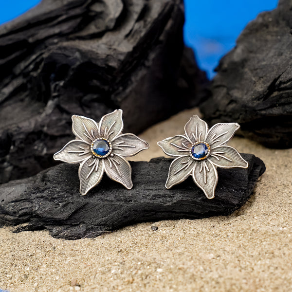 Flower Shaped Handcrafted Silvery Brass Earrings