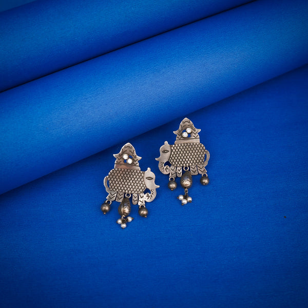 Elephant shaped silver toned Brass Earrings