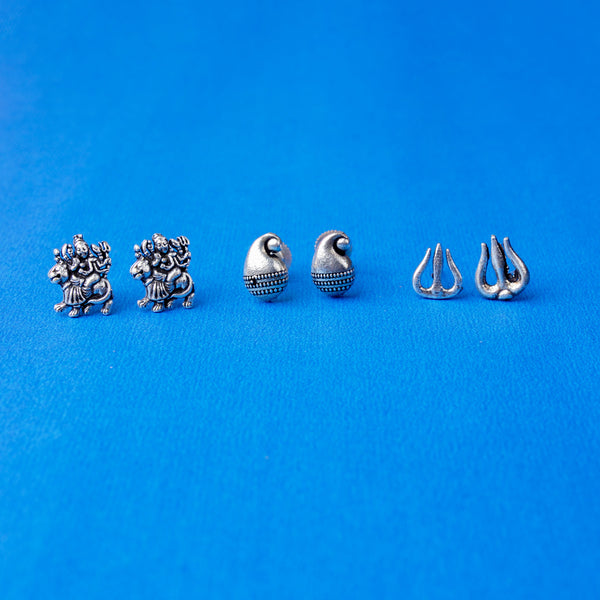 Combo of 3 Oxidised Silver Studs
