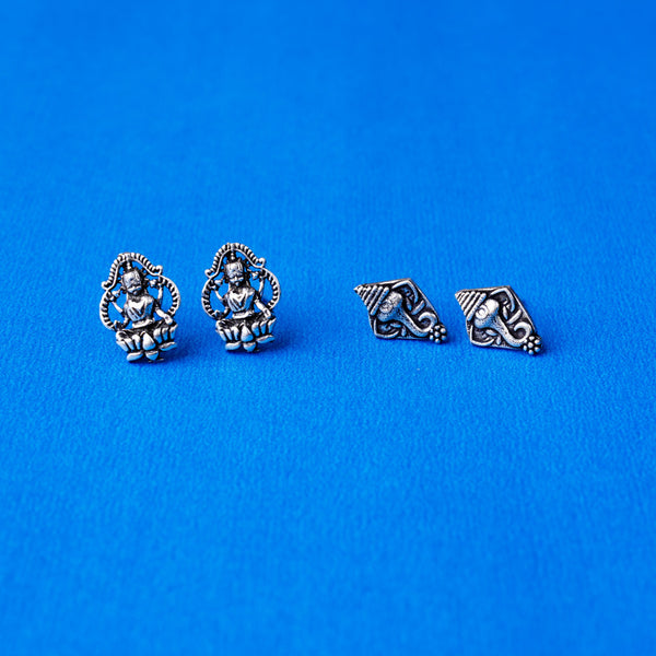 Combo of 2  Oxidised Silver Studs