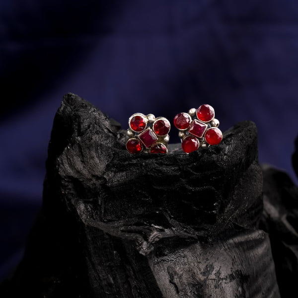 Red Stone Studded Studs