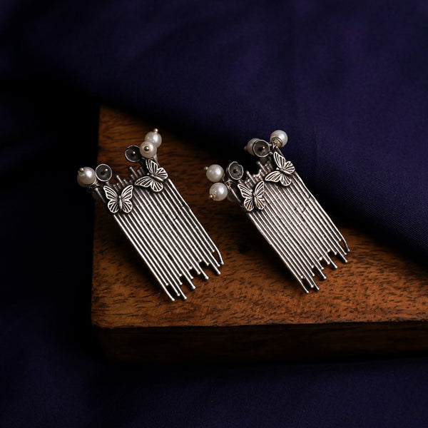 Oxidised buterfly earrings