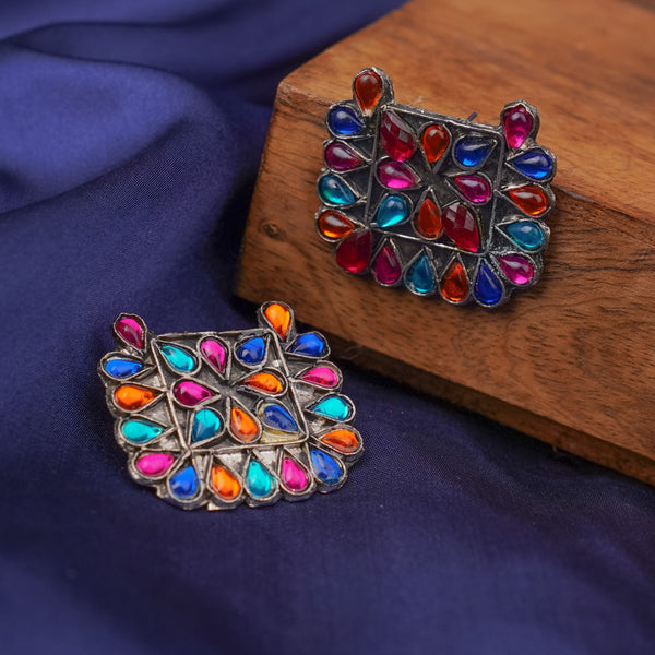 Multicoloured Square Earrings