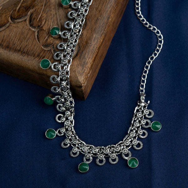 Green stone Brass Neckpiece