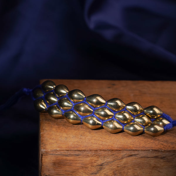 Blue Threaded Brass Bracelet