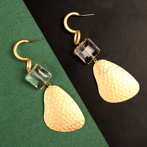 Golden Hammered Dangle  Earrings