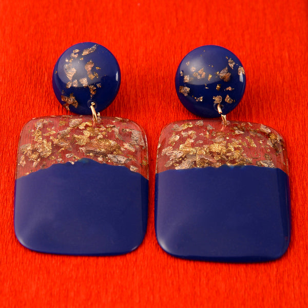 Blue Boxy Earrings