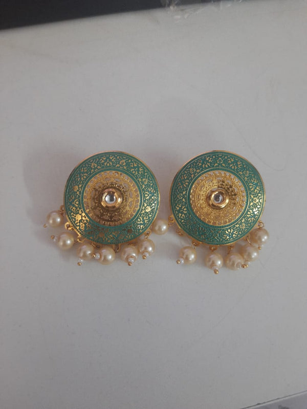 Floral meenakari button Earrings