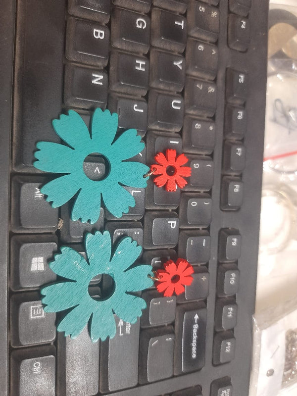 Orange Flowery  Earrings